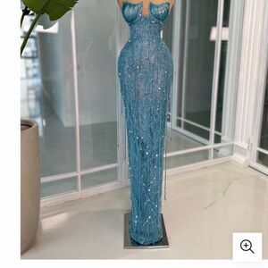 Strapless Shimmering Blue Dress